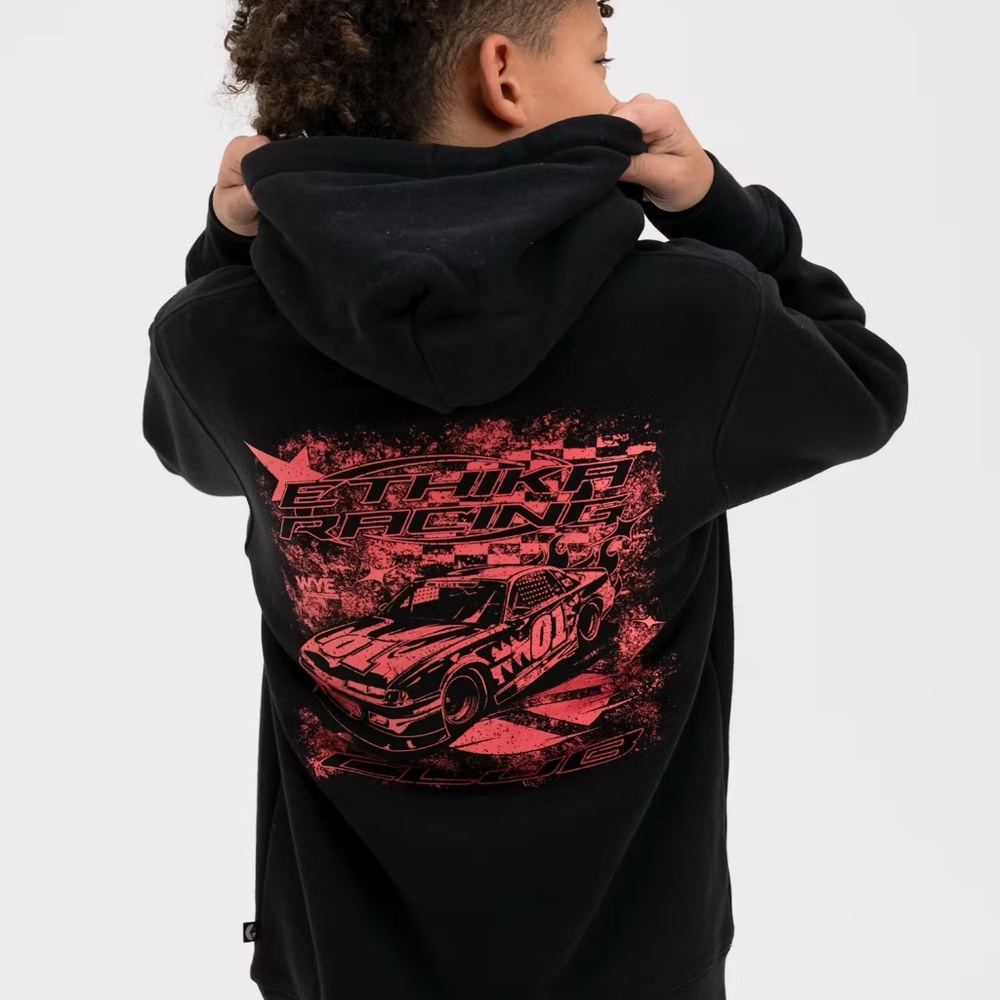 Ethika Infrared Speedway NWT Kids' Black Cotton‎ Lifestyle Hoodie Sz L